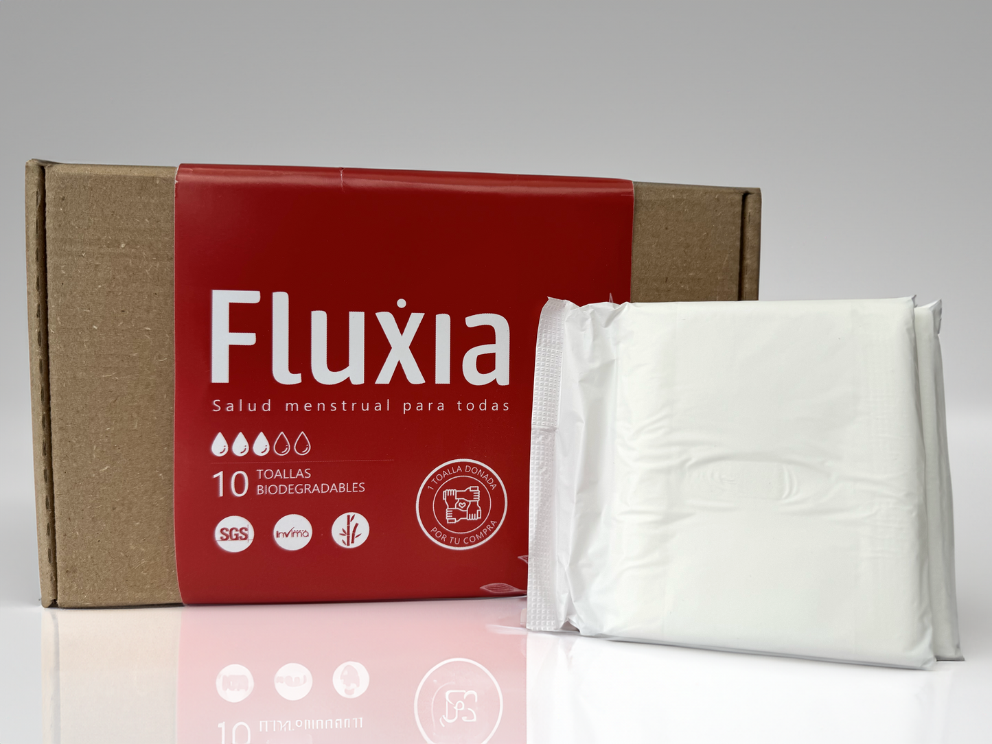 Kit de toallas higiénicas biodegradables Fluxia